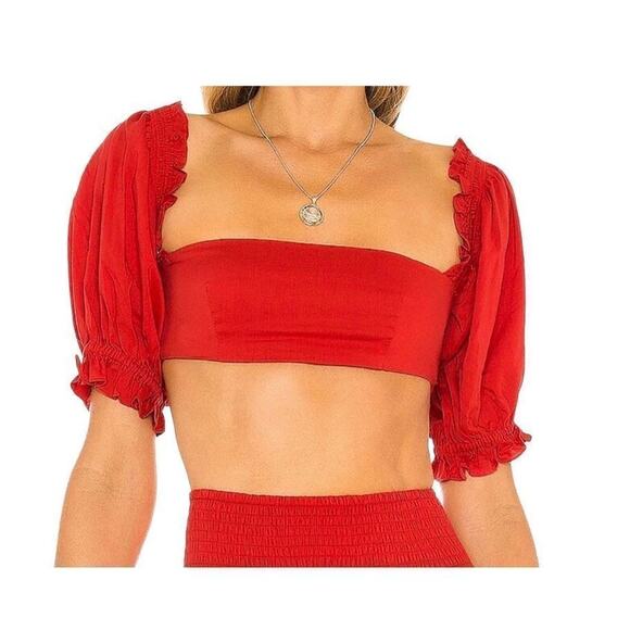 WeWoreWhat Solid Obe Ruby Coco Crop Top Blouse X Large New - Picture 14 of 14